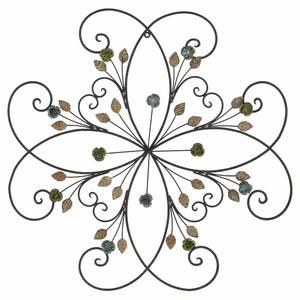 Lechesis 24" Metal Flower Scroll Wall Art Decor Sculptures With Rust Leaf For🌸